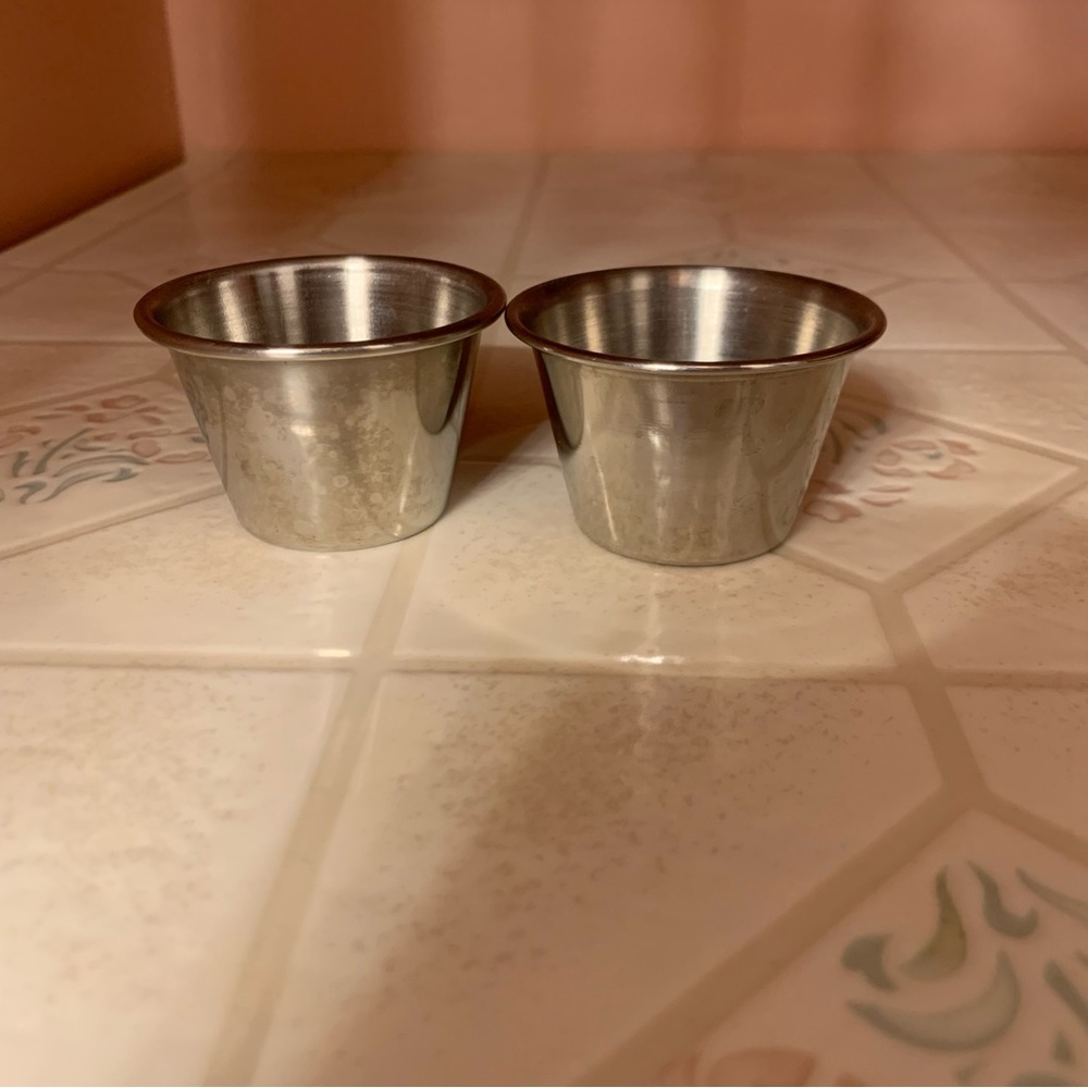 Set of 2 Stainless Steel Condiment Cups Dressing Cups Serveware - Picture 4 of 7